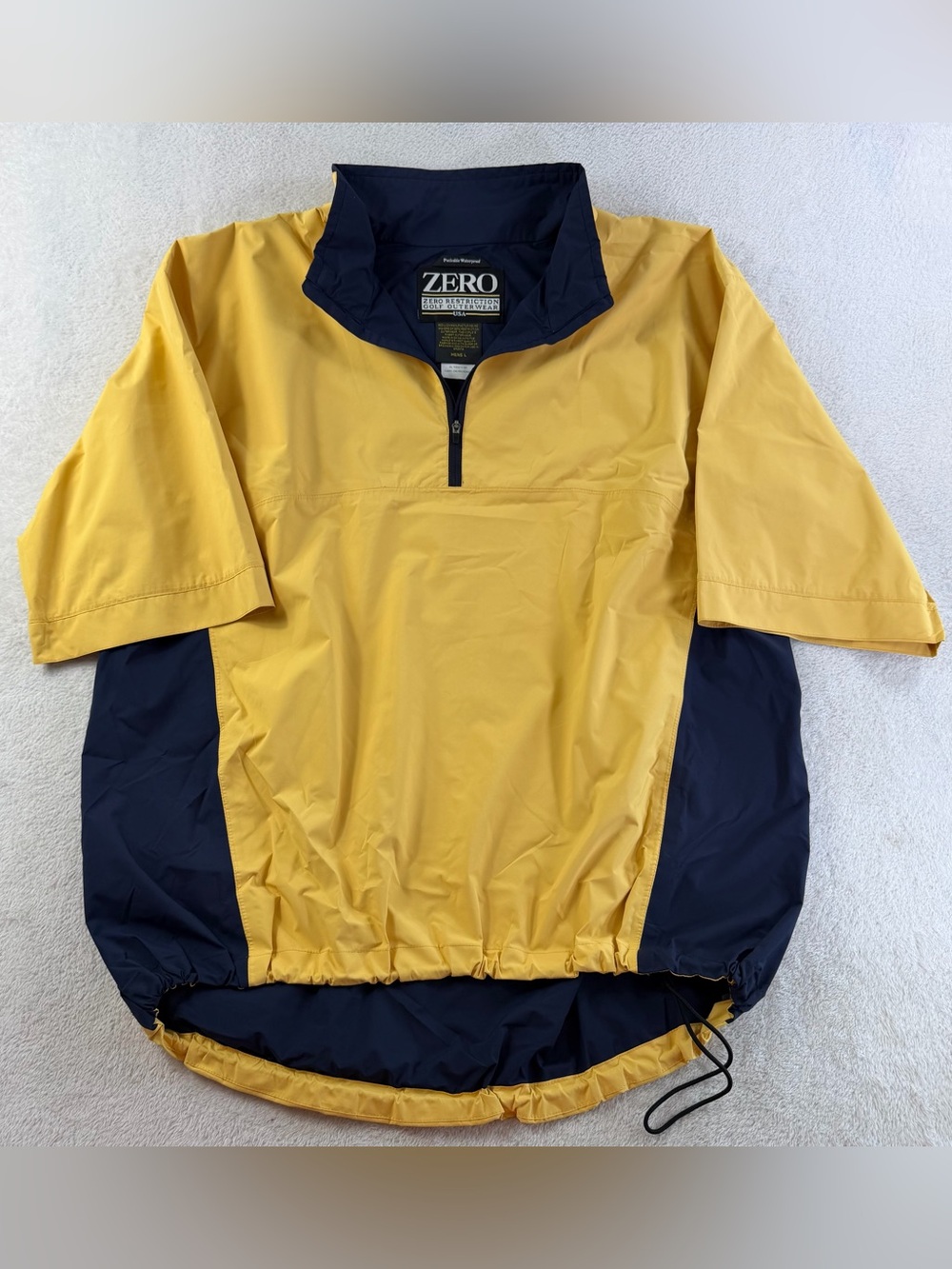 Zero Restriction Golf Windshirt Jacket Men L Waterproof Rain Pullover Yellow Nav